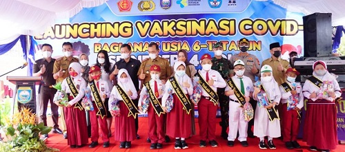 Plh Bupati OKU Edward Candra Launching Vaksinasi Covid 19 Anak Usia 6 11 Tahun 1