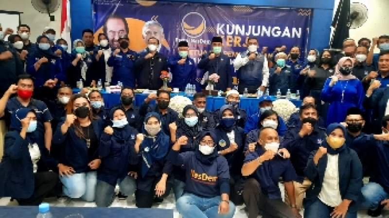 DPD NasDem Tangsel saat verifikasi partai jelang Pemilu 2024 di Lubana Sengkol, Kecamatan Setu.