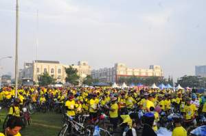 Ribuan gowes ramaikan Paramount Gowes 2019, di Gading Serpong (14/12/2019).