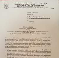 Pemkot Tangsel Keluarkan Surat Edaran Penundaan Kegiatan, Pencairan Belanja dan Penyertaan Modal