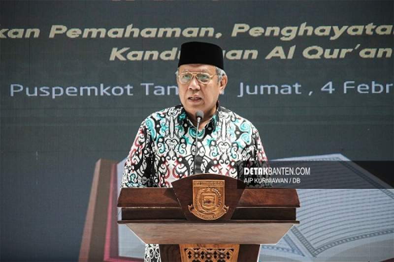 Walikota Tangerang Selatan, Benyamin Davnie saat membuka MTQ ke-13 tingkat Kota Tangsel. (DB/Aip)