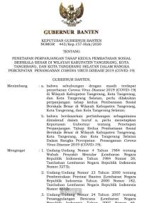 PSBB Tahap Kedua Di Tangerang Raya Diperpanjang Dari 18 - 31 Mei 2020