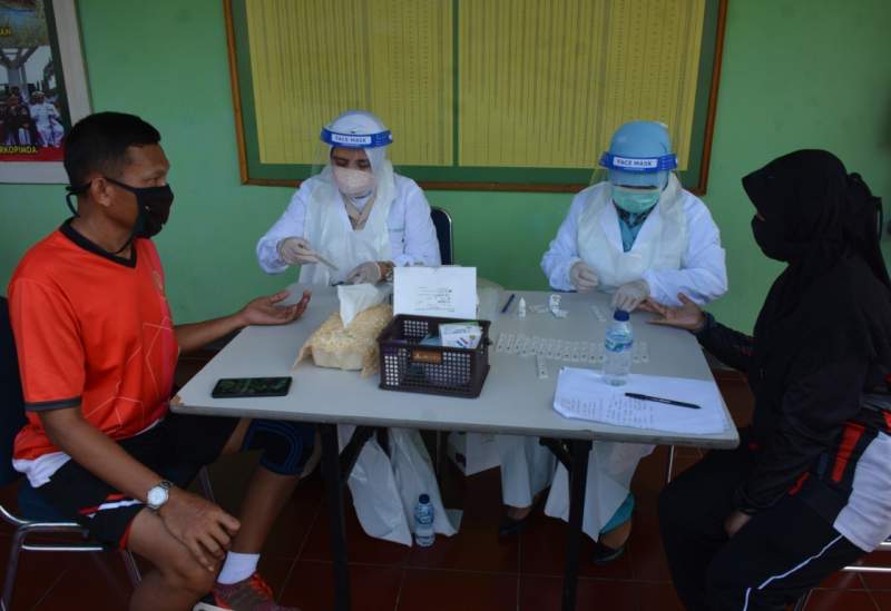 Rentan Terpapar Covid 19, Ratusan Personel Makorem 064/MY Lakukan Rapid Test