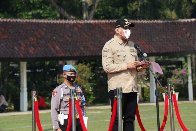 Zaki  Pimpin Apel Gelar Pasukan PPKM Darurat