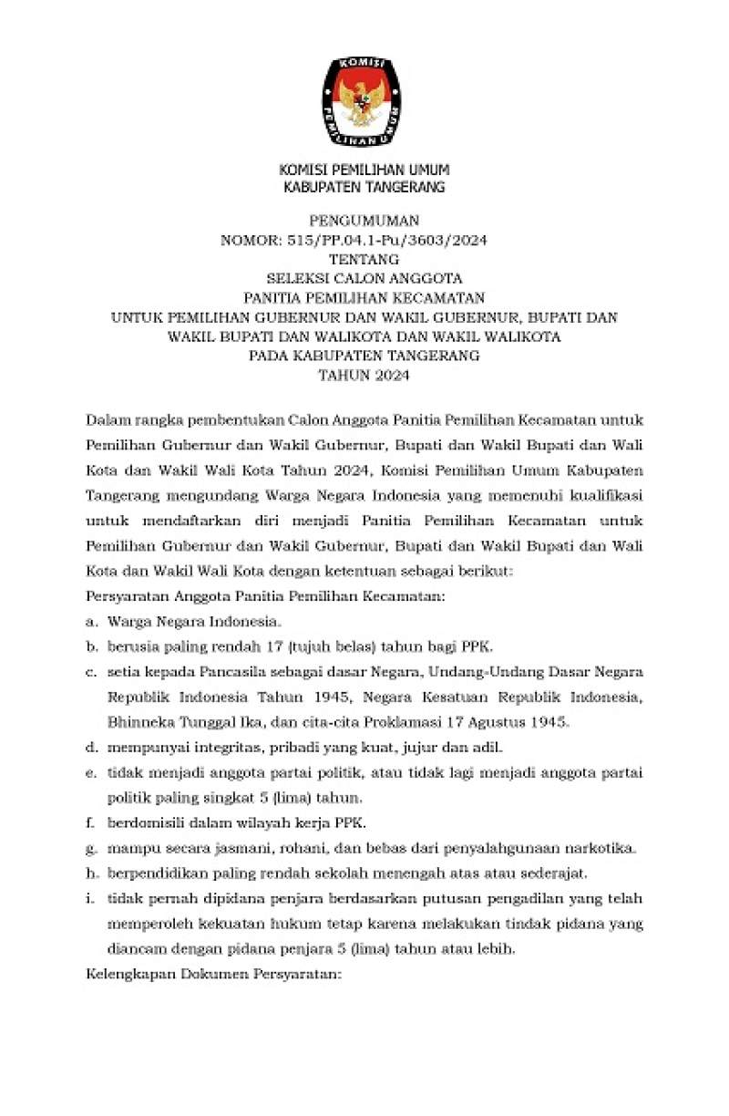 Pengumuman Pendaftaran PPK dan PPS