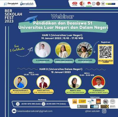 Bersekolah Fest 2023 Gelar Webinar Pendidikan dan Beasiswa S1 Universitas Luar Negeri dan Dalam Negeri