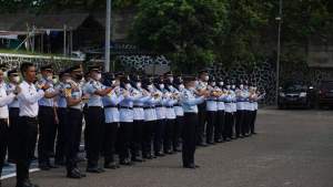 Suasana apel di Lapas Kelas IIA Cilegon, Selasa (18/10/2022).