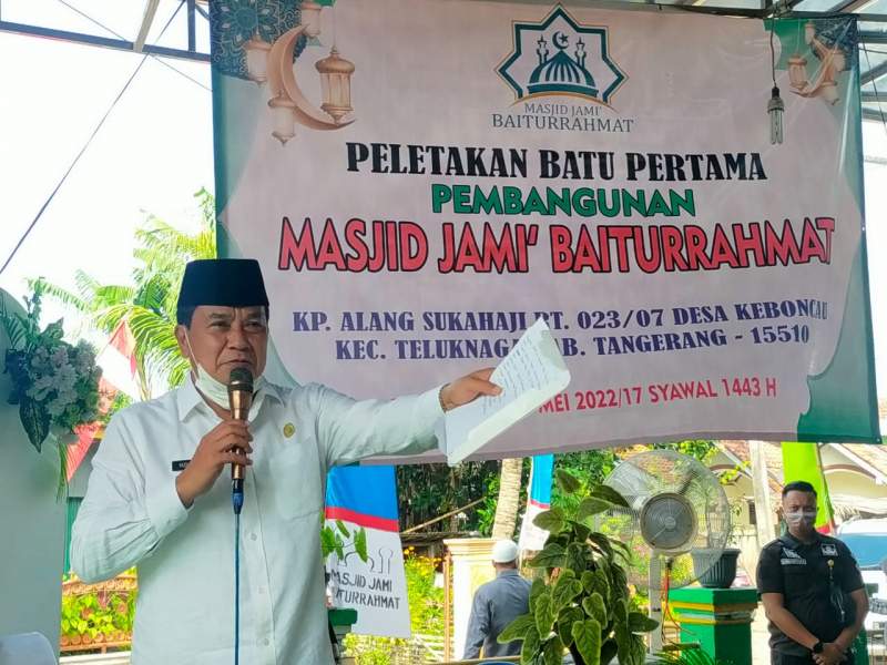 Sekda Hadiri Letakan Batu Pertama Masjid Baiturrahmat Teluknaga