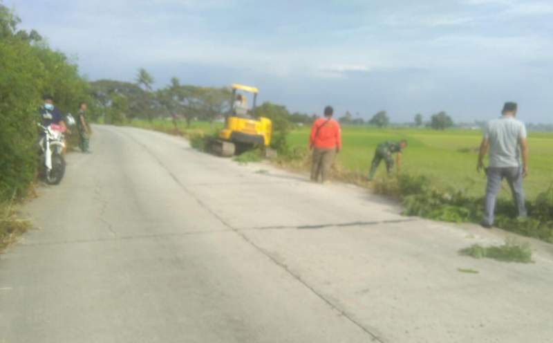 Dua Ekskavator di Turunkan, Bersihkan Pohon liar di Sepanjang Jalan Cirarab