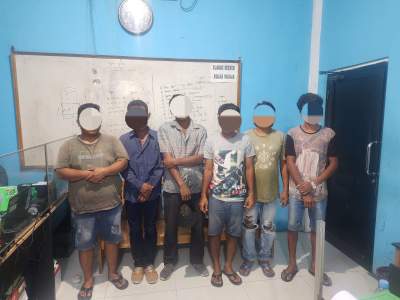 Para pelaku pencurian di terminal Bandar Kajum, Kota Tebing Tinggi.