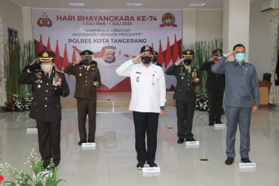 Hut Bhayangkara Di Polresta Tangerang Digelar Upacara Virtual