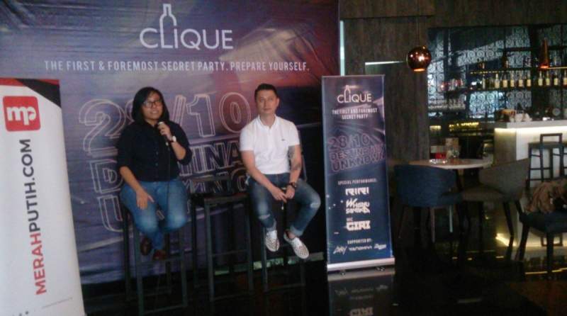 Project Event Destination Unknown Aang Sunadji dan  Management Clique Bar &amp; Kitchen Yanti Widodo memaparkan tentang Destination Unknown Party.