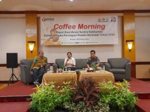 Bawaslu Kota Cilegon saat coffee morning dengan Kejari dan Polres Cilegon, Selasa (25/10/2022).
