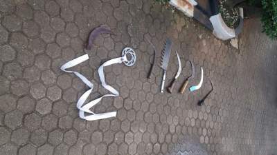 Senjata tajam yang diamankan Polsek Jatiuwung.