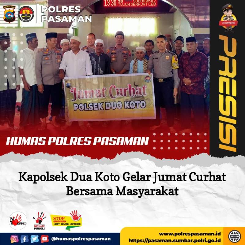 Kapolsek Dua Koto Ipda Antoni Hasibuan SH bersama Kasi Humas Polres Pasaman saat bermoto bersama masyarakat