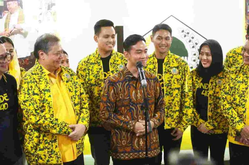 Wali Kota Solo, Gibran Rakabuming Raka, di Kantor DPP Partai Golkar, Jakarta, Sabtu (21/10/2023).