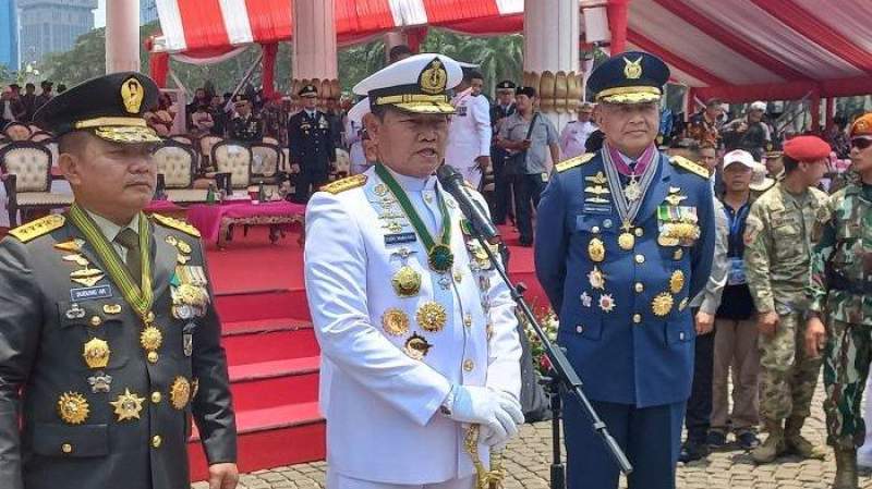 Panglima TNI Laksamana Yudo Margono, saat perayaan HUT TNI ke-78 di Monas, Jakarta Selatan, Kamis (5/10/2023).