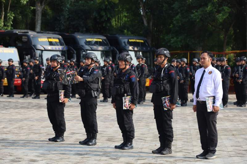 Amankan Jalur Mudik, Brimob Polda Pimpin Apel Gelar Pasukan