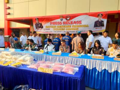 Polres Asahan sita 20 Kg sabu dan 40 ribu pil ekstasi.