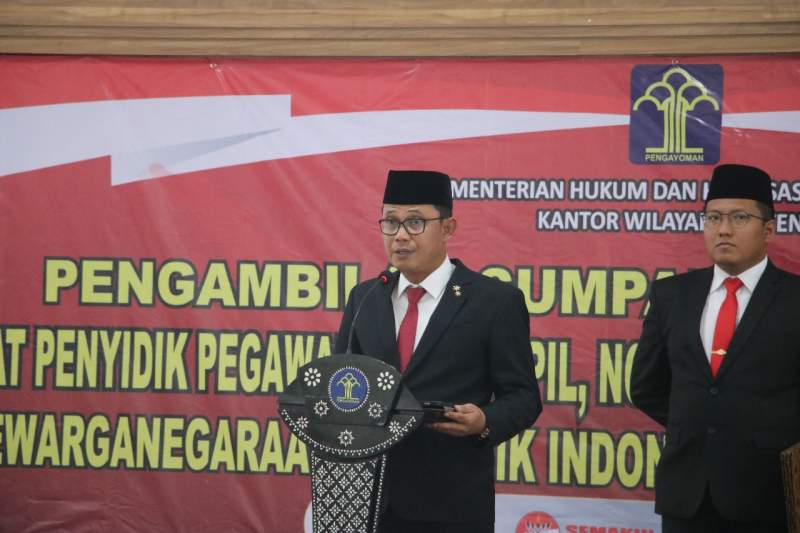 Kakanwil Kemenkumham Banten Lantik dan Ambil Sumpah PPNS dan Notaris Pengganti di Wilayah Kerja Provinsi Banten