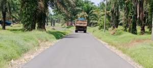 Portal dicabut, dump truk dapat melintasi jalan Cempedak Lobang.