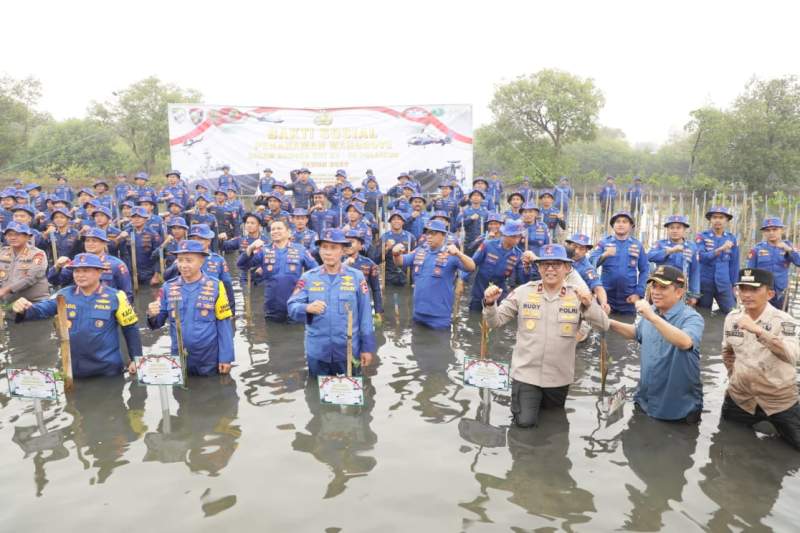 Pj Bupati Dampingi Kabaharkam Polri Tanam Mangrove di Tanjung Pasir