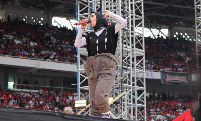 Tantri Kotak di Konser Metal Ganjar Mahfud. (Foto: Aip/detak)