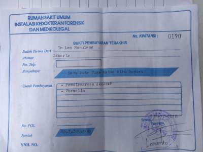 Bukti pembayara  oleh keluarga korban tsunami