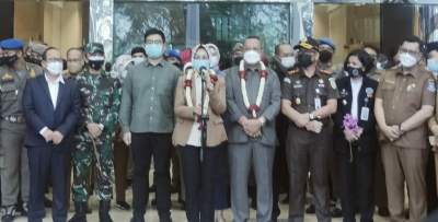 Airin Rachmi Diany saat acara perpisahan dua periode menjabat Wali Kota di Puspemkot Tangsel.