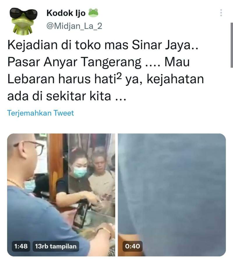 viral pencurian di toko emas.