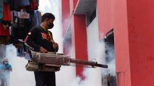 Blok hunian Lapas Cilegon saat dilakukan fogging, Kamis (13/10/2022).